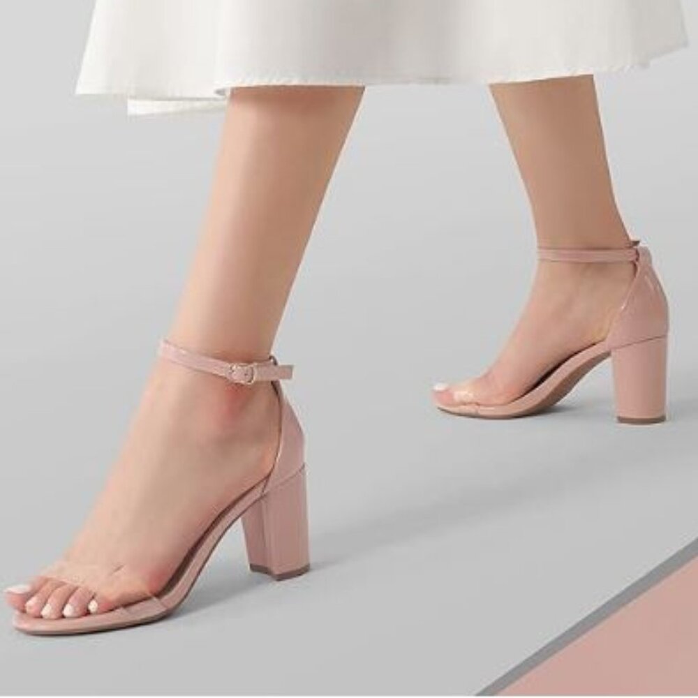 *NIB* 🖖 Dream Pairs 🖖 Nude/Clear Block Heel Shoes